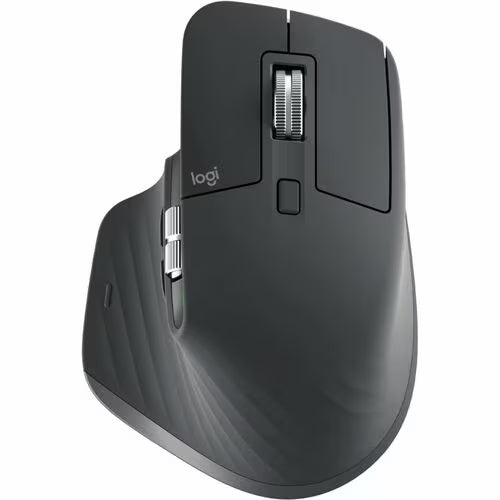 Wireless mouse with rear buttons, textured wheel module, and black body