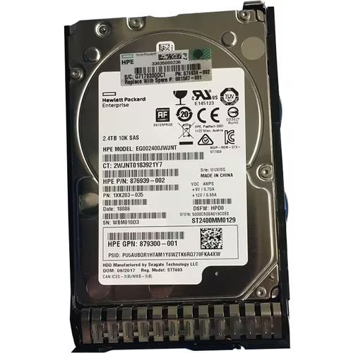 2.5in HPE hot-plug SAS hard drive, 2.4TB 10K, top label
