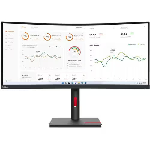 Lenovo ThinkVision T34w-30 34" 1440p UW-QHD Curved Screen LED Monitor