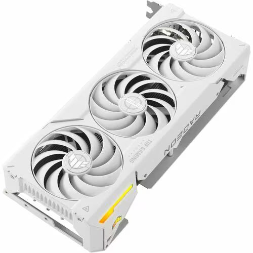 White triple-fan ASUS TUF Radeon RX 7800 XT graphics card with 16GB GDDR6 shroud
