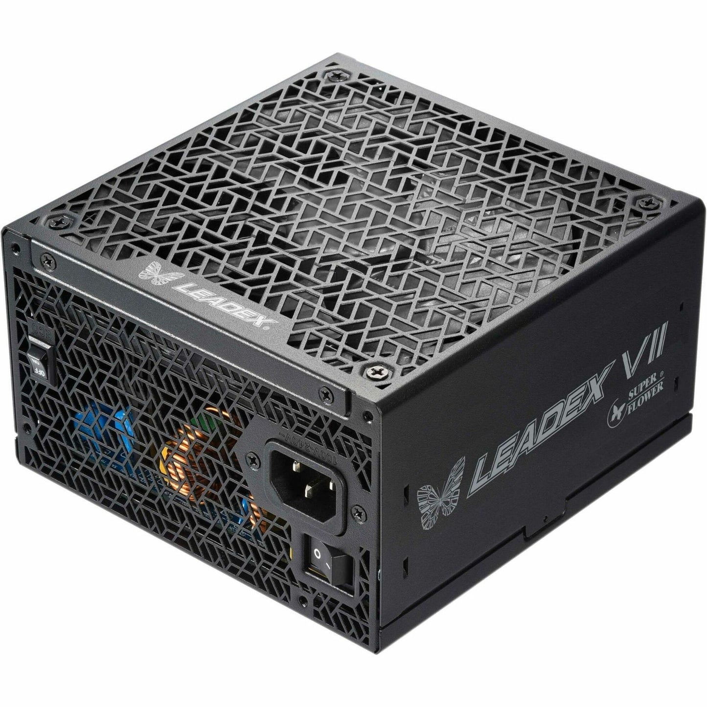 Black Super Flower LEADEX VII power supply unit with vented metal grille and side logo