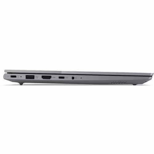 Gray Lenovo ThinkBook 14 laptop rear-side view with multiple ports