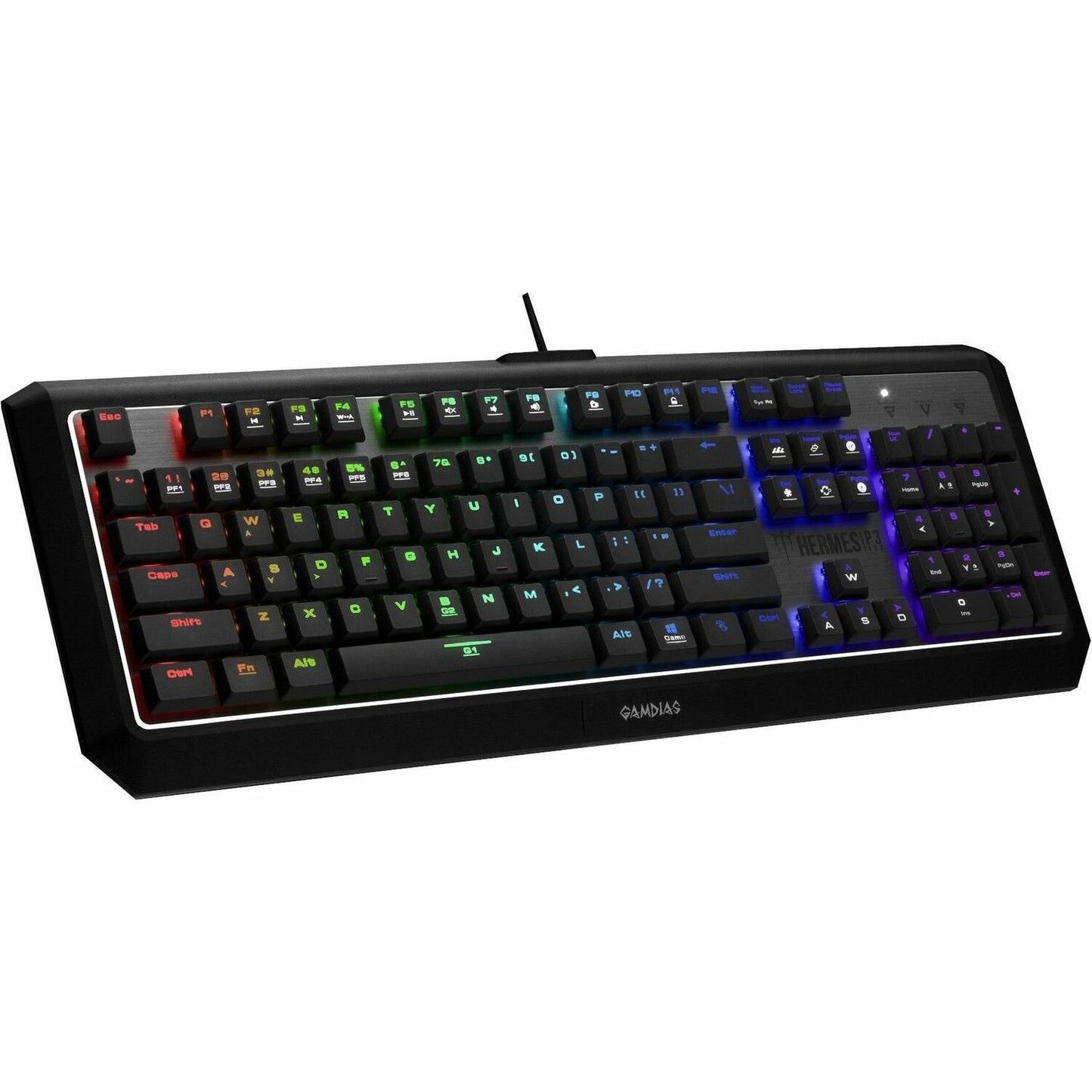 GAMDIAS HERMES P3 gaming keyboard with multicolor RGB backlit keys
