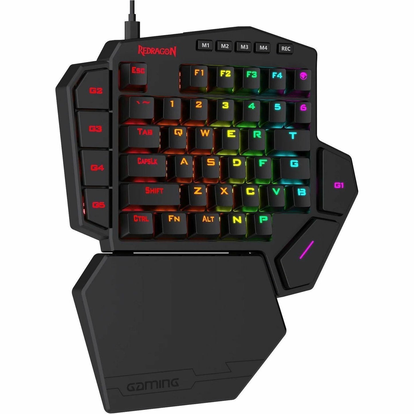 Redragon Diti gaming keyboard with RGB backlit keys and fold-out wrist rest