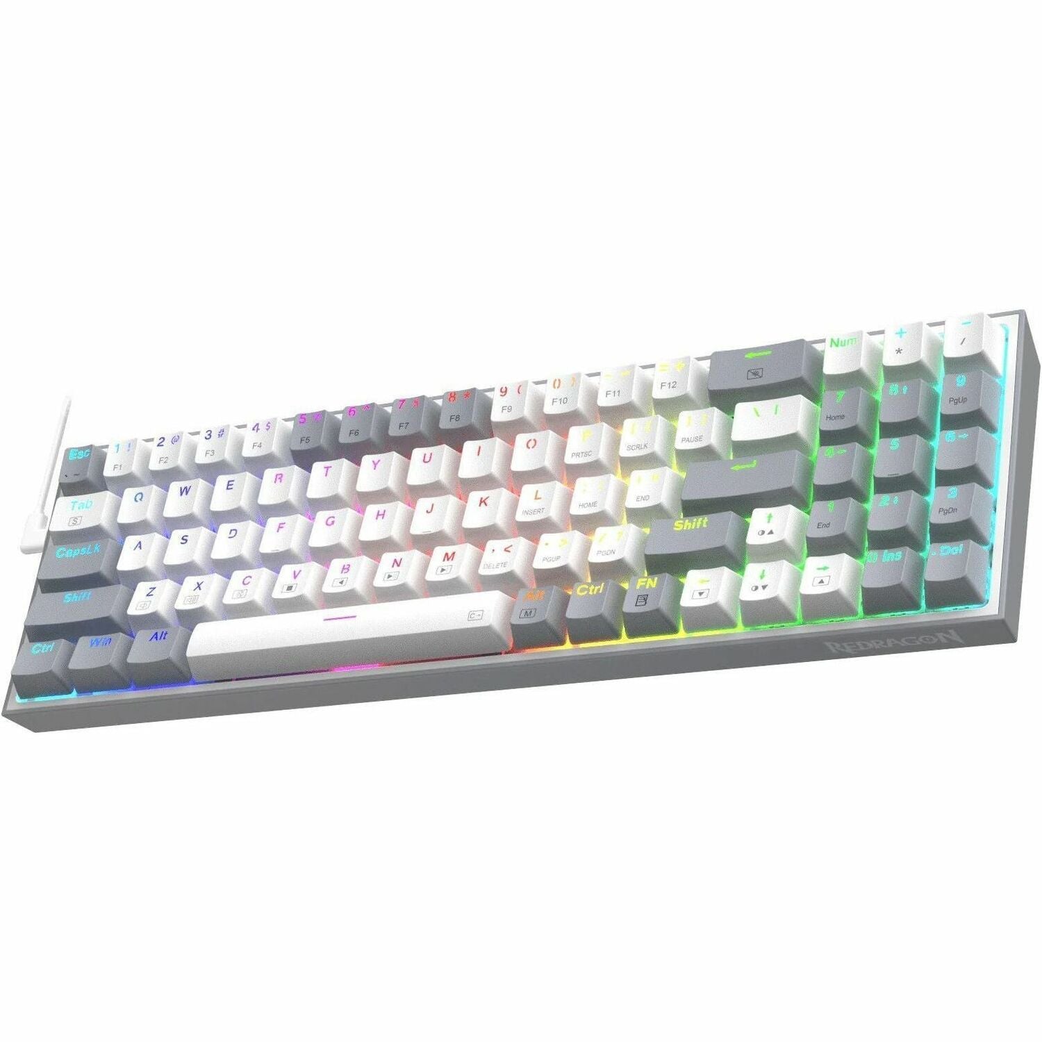 Redragon K628 gaming keyboard with white keycaps and RGB backlighting