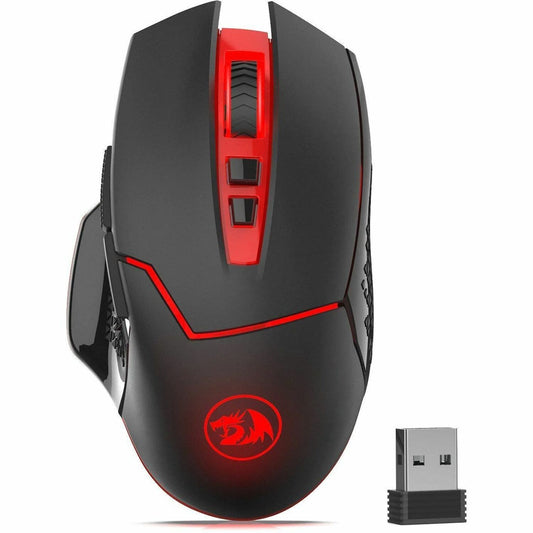Redragon Mirage2 gaming mouse, black with red accents and side buttons