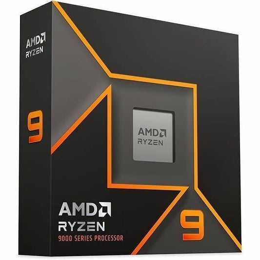 AMD Ryzen 9 9900X processor box front with orange geometric logo
