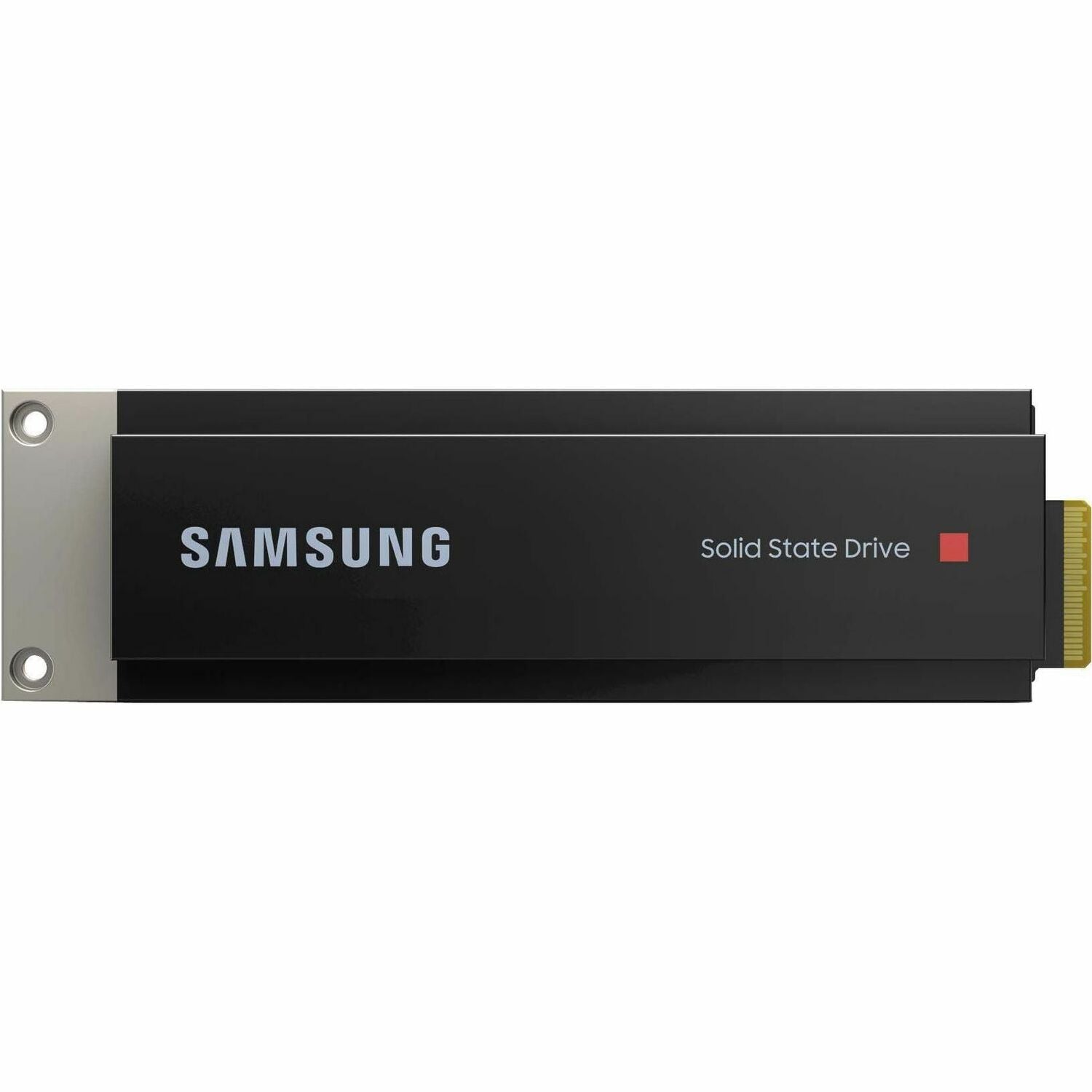 Black Samsung enterprise NVMe SSD module, front label with Solid State Drive text