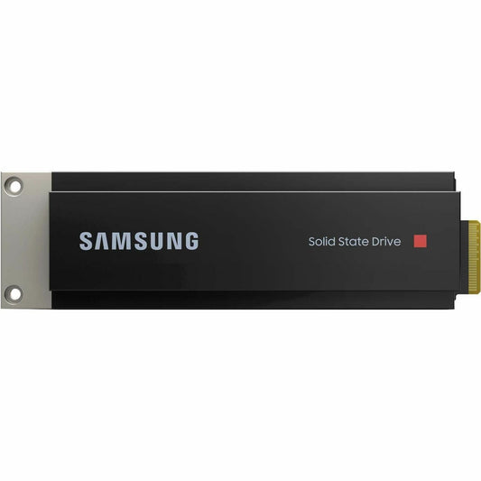 Black Samsung enterprise NVMe SSD module, front label with Solid State Drive text
