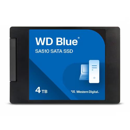 WD Blue SA510 SATA SSD, 4TB, black 2.5-inch drive with front label