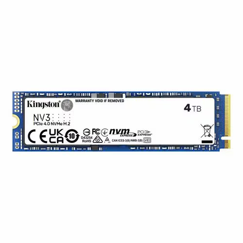 Kingston NV3 4TB PCIe 4.0 NVMe M.2 2280 internal SSD, blue PCB