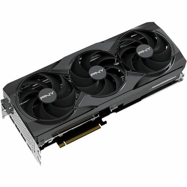 PNY GeForce RTX 5080 graphics card, black triple-fan cooler