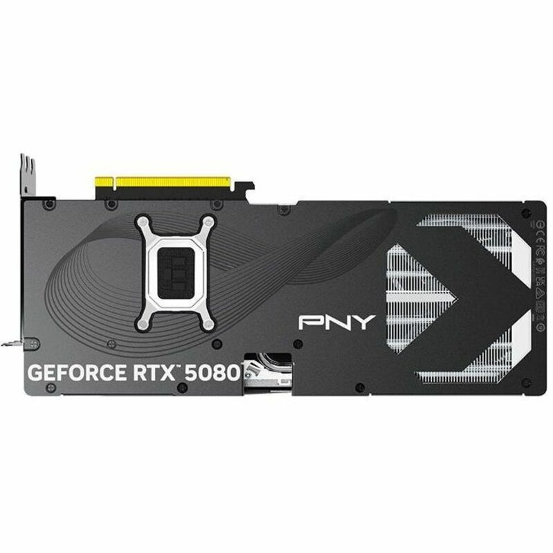 PNY GeForce RTX 5080 graphics card, rear ports area with four connectors