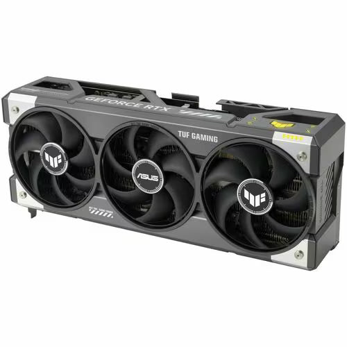 ASUS TUF Gaming graphics card with three black cooling fans on gray heatsink