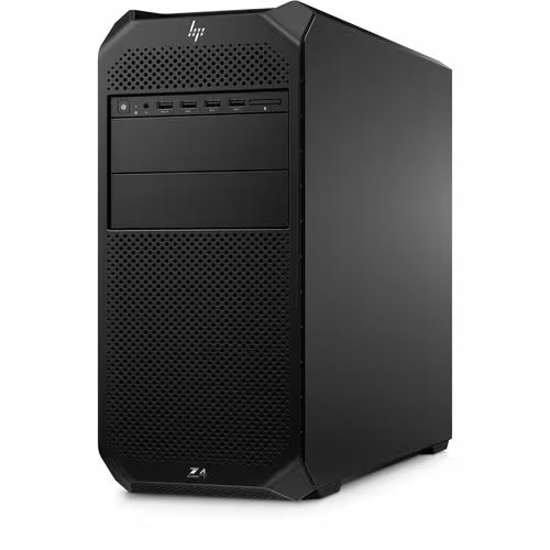 Black HP desktop tower with front vents and open side panel