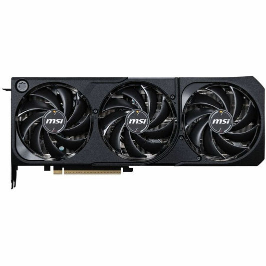 Triple-fan MSI GeForce RTX 5070 Ti graphics card with black cooling shroud