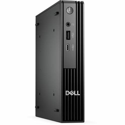 Dell desktop computer, front I/O with power and USB ports, dark gray case