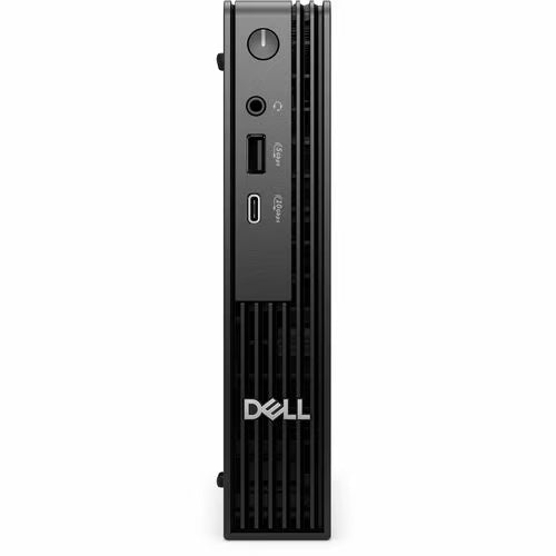 Dell desktop computer, side I/O panel with USB and audio ports, dark gray