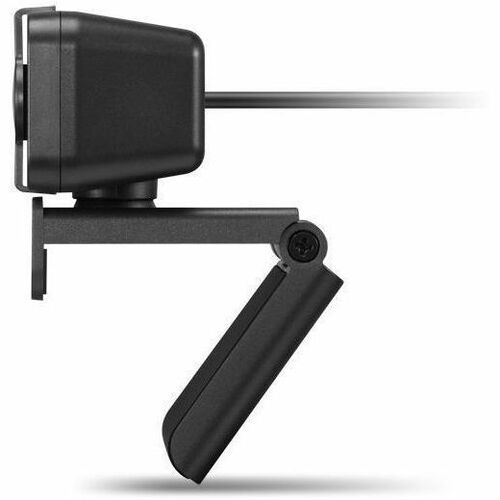 FHD webcam side view with mounting clip and fold-out stand