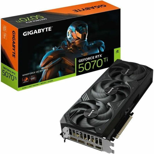 GIGABYTE GeForce RTX 5070 Ti WINDFORCE OC SFF graphics card with retail packaging