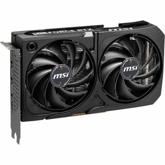 MSI GeForce RTX graphics card with dual black fans and compact metal shroud