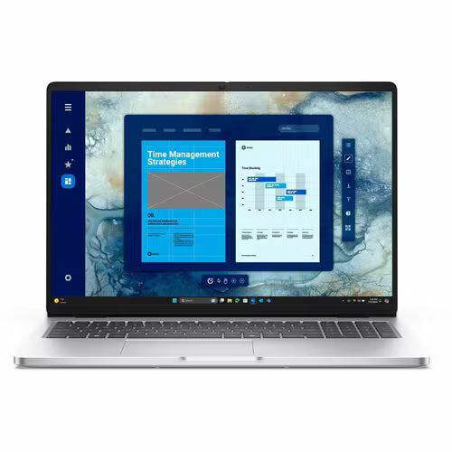 Dell Pro 16 PC16250 16-inch notebook with keyboard and blue desktop screen
