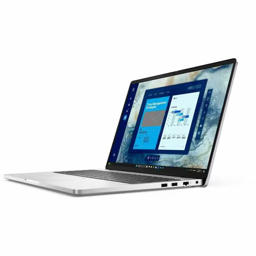16-inch notebook angled view, showing keyboard and blue screen