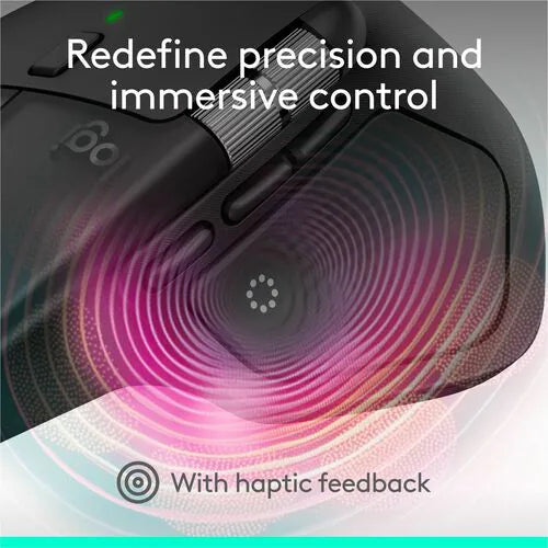 Logitech MX Master 4 dark gray mouse with textured grip and illuminated scroll wheel area