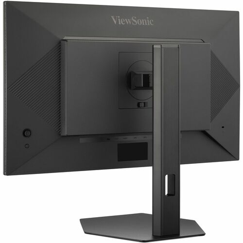 ViewSonic 27" gaming monitor rear view with stand and port area, dark gray