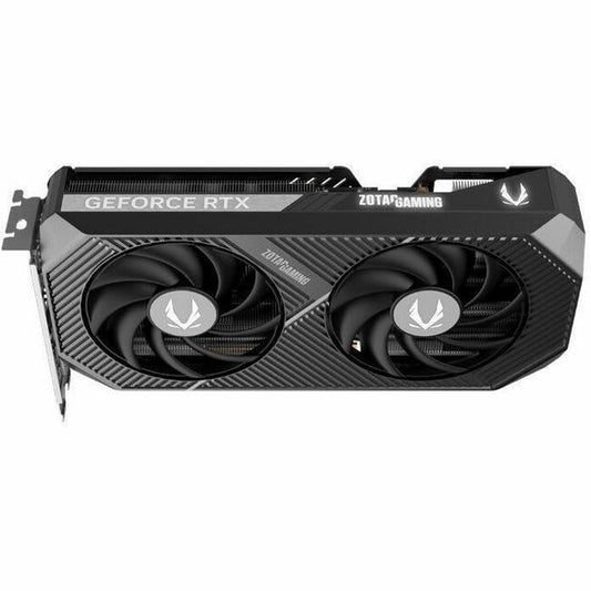 ZOTAC GeForce RTX 5070 graphics card with dual fans, black heatsink