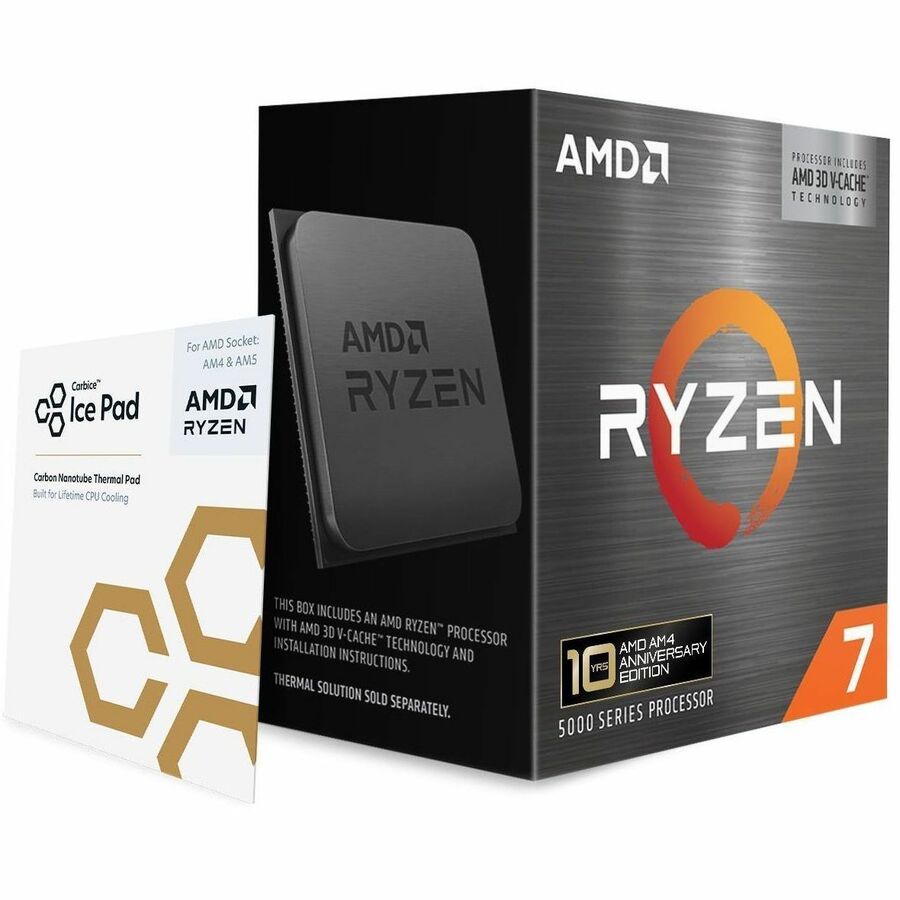 AMD Ryzen 7 processor box with included Ice Pad card and processor chip render