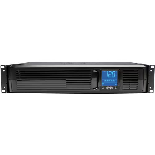 Tripp Lite UPS battery backup with front vents and blue Smart LCD screen