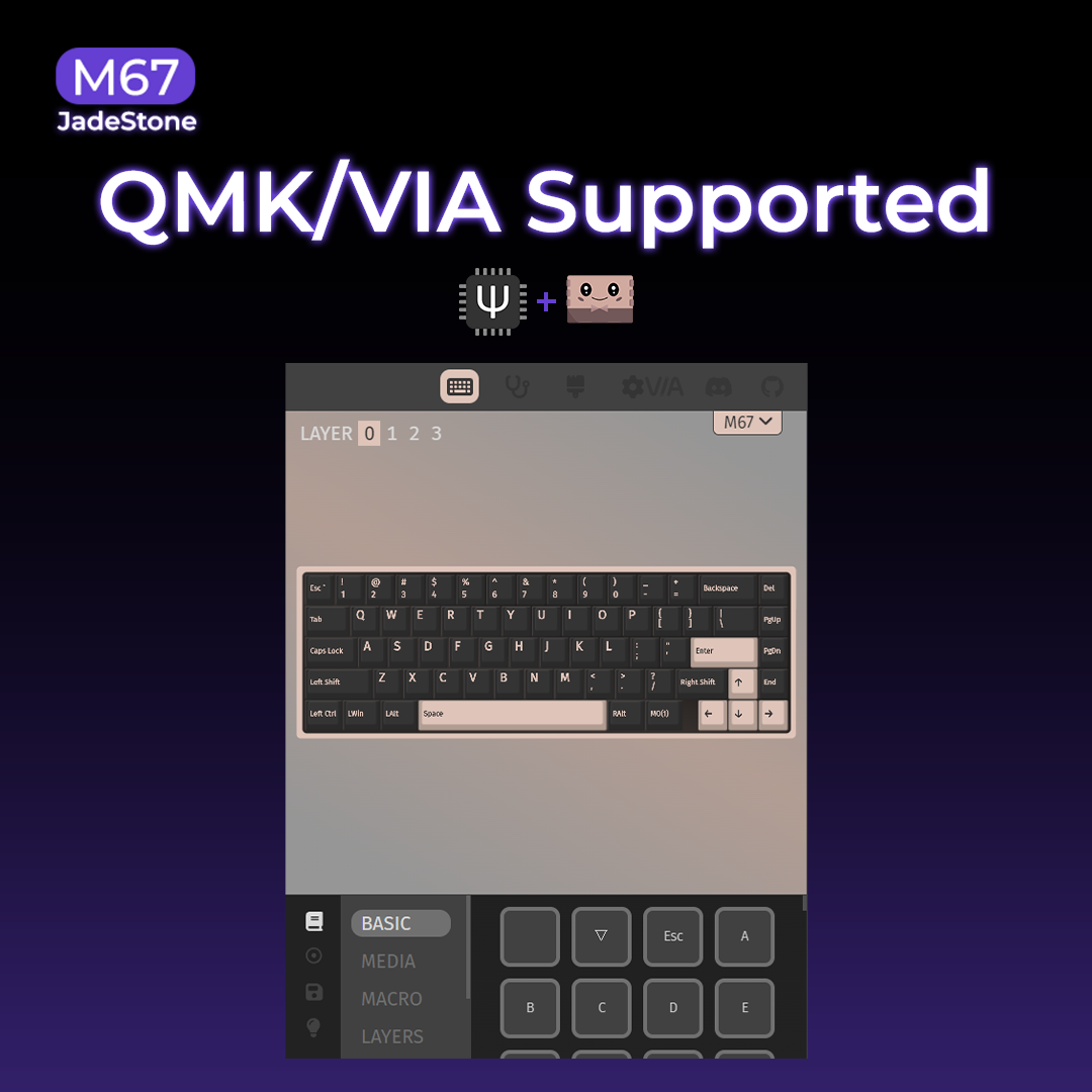 Keyboard layout diagram on a screen with dark keys and gray control buttons