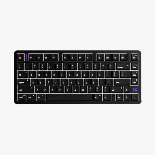 Low-profile mechanical keyboard, black keycaps with multicolor RGB backlight