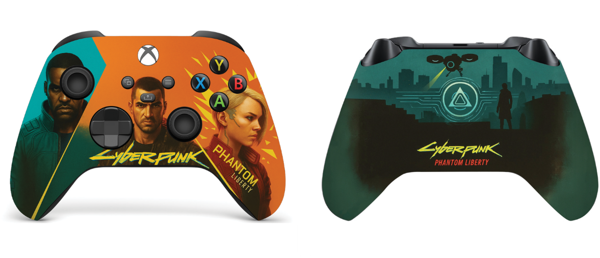 Xbox Series X/S controller showing front art and back graphic design