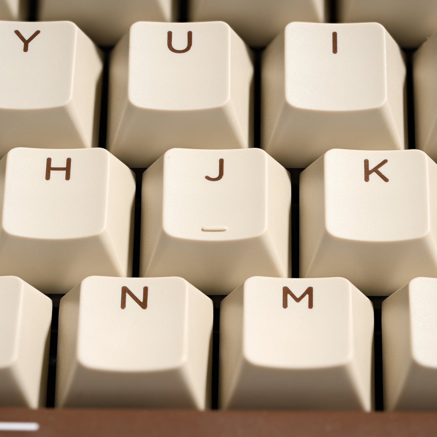 White double-shot PBT keycap set with letter legends Y U I H J K N M
