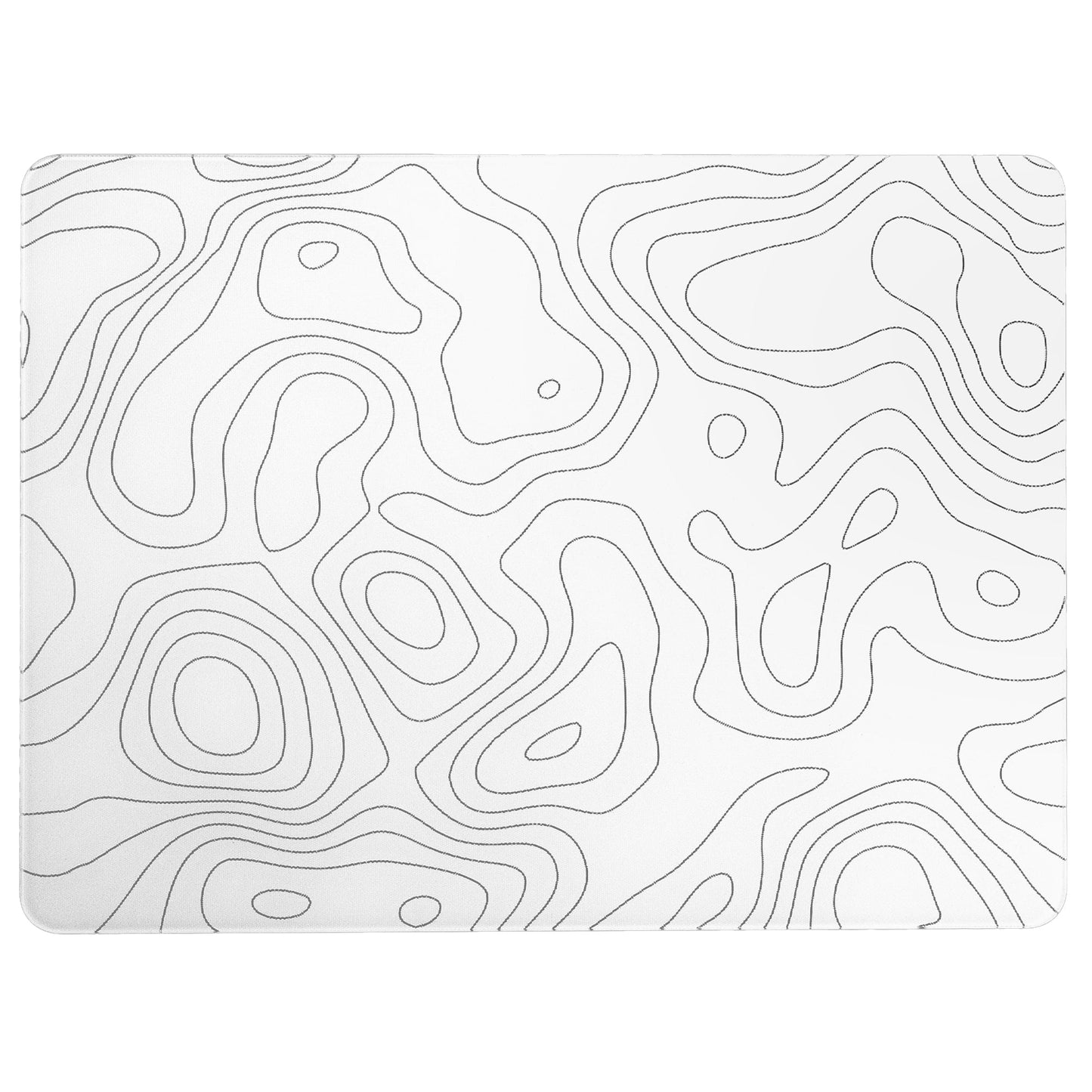 Tempered glass mouse pad with white topographic contour lines on light background