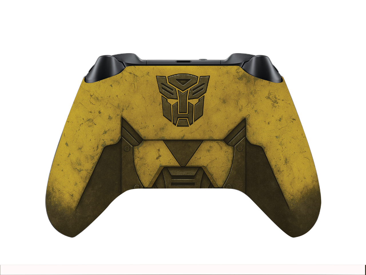 Bumblebee-themed Xbox Series X/S controller back with yellow texture and emblem