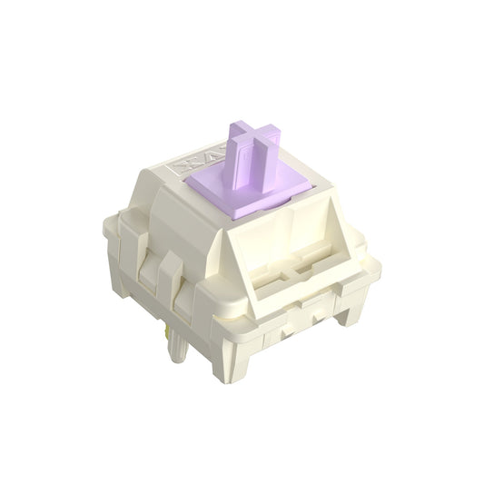 Linear pre-lubed mechanical switch with lavender stem and white housing, medium purple.