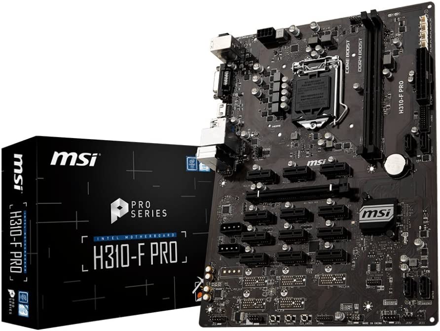 MSI Pro Series Intel Coffee Lake H310 LGA 1151 BTC ETH LTC Crypto Mining ATX Motherboard (H310-F PRO)