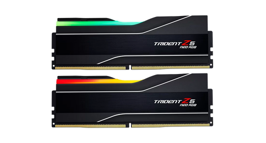 G.Skill Trident Z5 Neo RGB DDR5 memory kit, black with green LED accents
