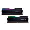 DDR5 RGB desktop memory kit with black heatspreaders and neon green light strip