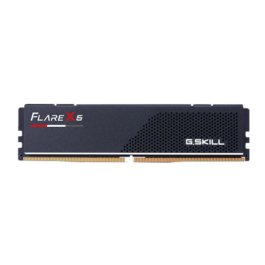 Desktop DDR5 memory module with G.Skill Flare X5 black heatsink and logo
