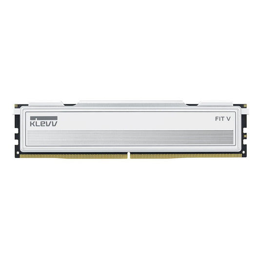 KLEVV FIT V DDR5 desktop RAM module, ceramic white, dual channel, visible gold contacts