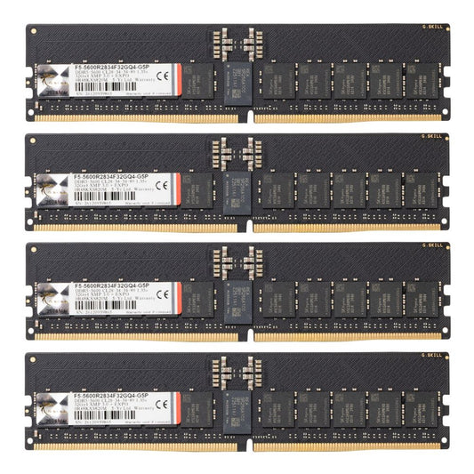 Black DDR5 ECC registered quad-channel memory kit with four DIMM modules