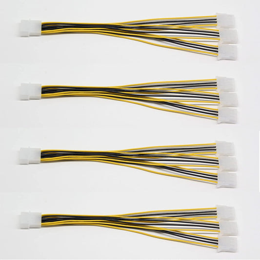 4-pack 4-pin internal power splitter cables with white female and male Molex connectors