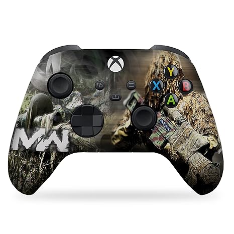 Xbox Series X controller with battlefield camo print and custom face buttons