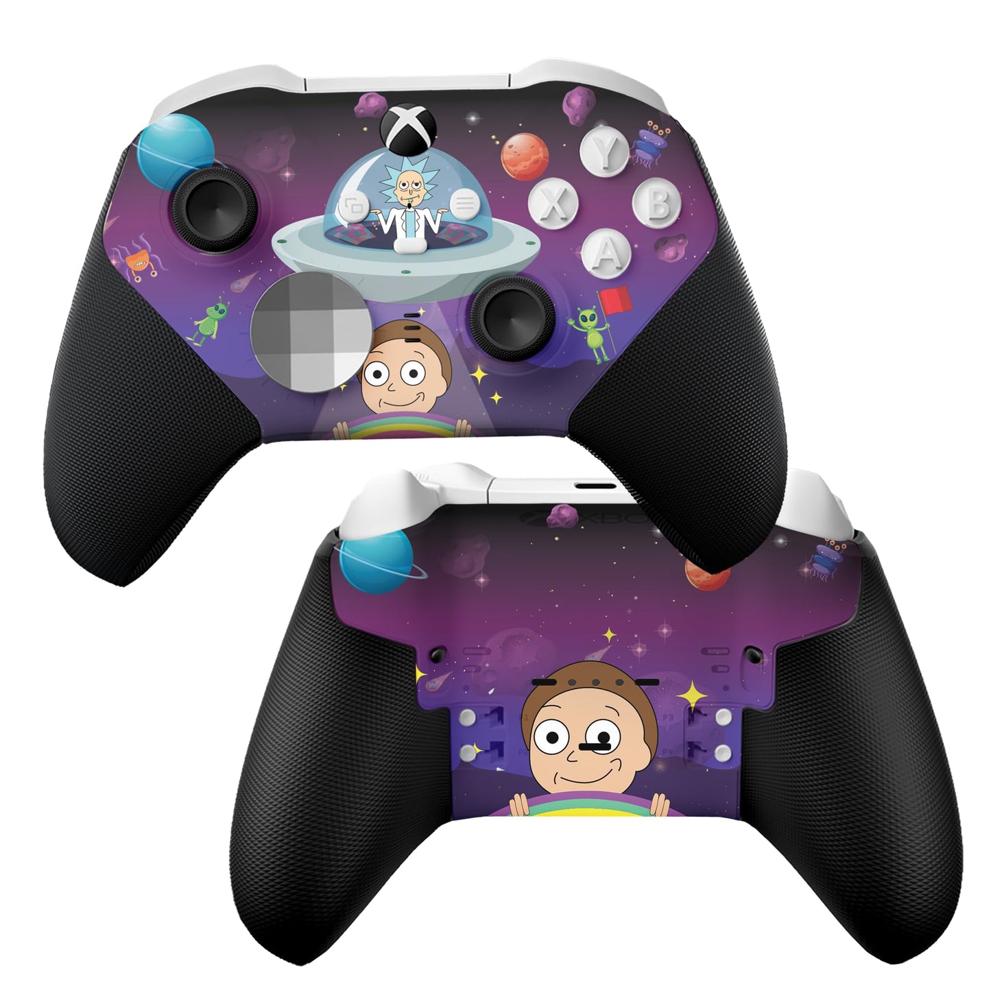 Purple sci-fi hydro-dipped Xbox controller with anime character and face buttons