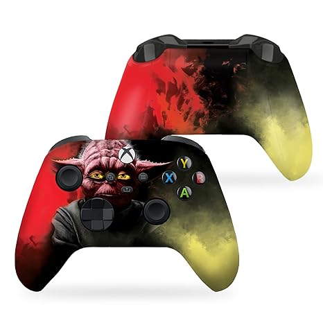 Xbox Series X controller with red and green hydrographic character print, front view