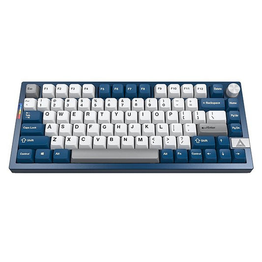 75% TKL wireless mechanical gaming keyboard, blue accents and white keycaps